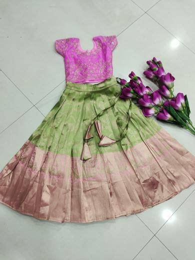 kids lehenga lichi silk  Children wear wholesaler in Surat